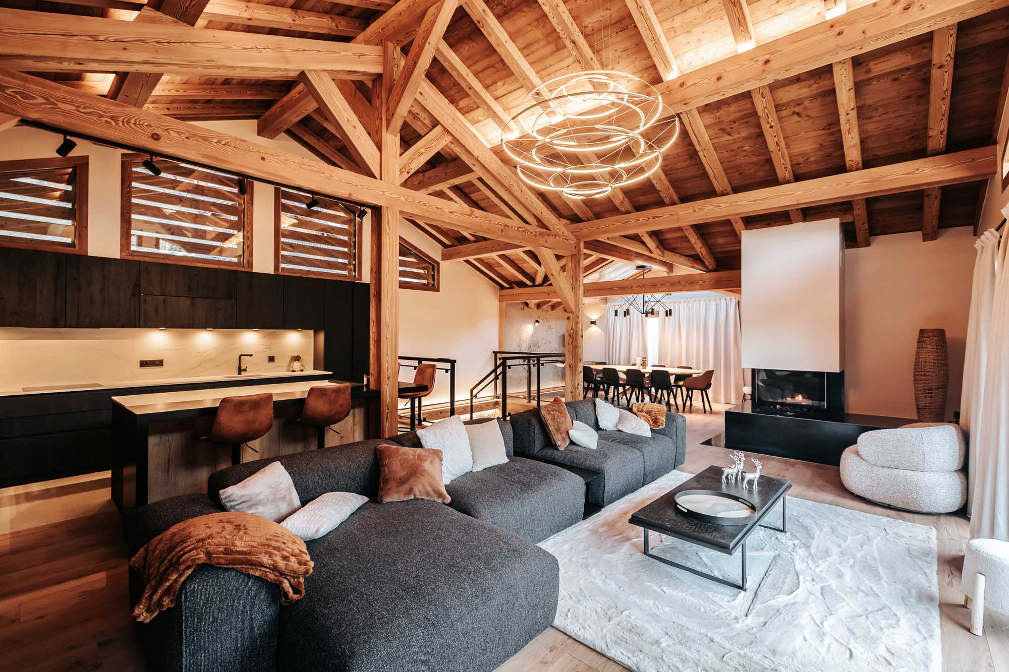 Photo de la pièce à vivre du chalet Luan à Morzine